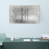 きらびやかな銀箔40th誕生日バーティカル 横断幕 (トレードショー)