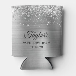 きらびやかな銀箔75誕生日 缶クーラー