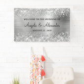 きらびやかな銀結婚箔の歓迎 横断幕 (インサイチュ)