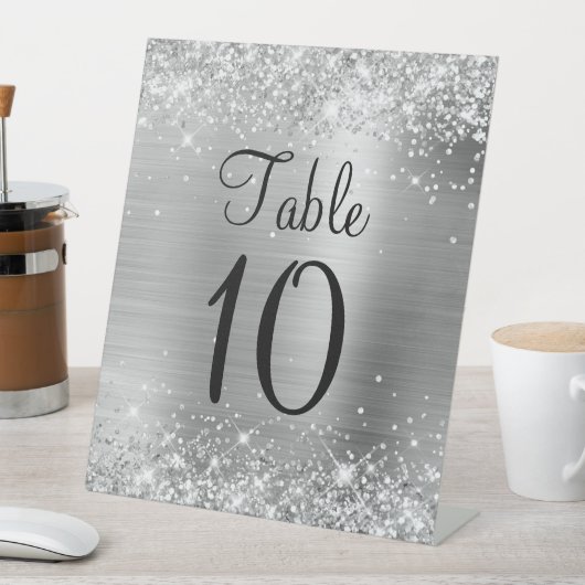 きらびやかな銀結婚箔の表番号記号 台座サイン (インサイチュ)