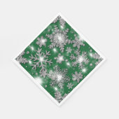 きらびやかな銀緑のフェスティバル雪の結晶パターン スタンダードランチョンナプキン (角)