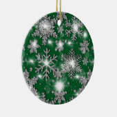 きらびやかな銀緑のフェスティバル雪の結晶パターン セラミックオーナメント (右)