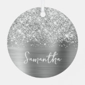 きらびやかな銀釉の名前 メタルオーナメント (裏面)