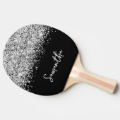 きらびやかな銀釉の白黒の名前 卓球ラケット (横)