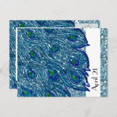 きらびやかな青いスパンピーコック日付を保存 案内ポストカード (正面/裏面)