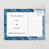 きらびやかな青いスパンピーコック日付を保存 案内ポストカード (裏面)