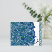 きらびやかな青いスパンピーコック日付を保存 案内ポストカード (スタンド正面)