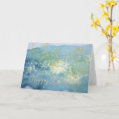 きらびやかな青の水色の誕生日カード カード (黄色い花)
