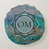 きらびやかな青エレガントOMロータス ラウンドクッション (裏面)