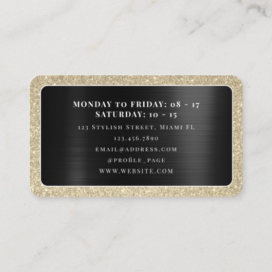きらびやかな黄金のフレームのメタリックサーフェス 名刺 (裏面)