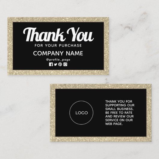 きらびやかな黄金の枠クラッシーありがとう 名刺 (正面/裏面)