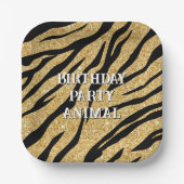 きらびやかな黒と金ゴールドトラストライプの紙プレート ペーパープレート (正面)