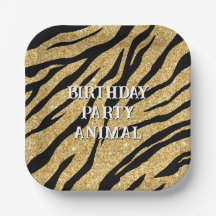 きらびやかな黒と金ゴールドトラストライプの紙プレート