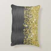 きらびやかな黒金ゴールドグラムスクリプト名アクセントピロー アクセントクッション (裏面(縦))