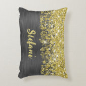 きらびやかな黒金ゴールドグラムスクリプト名アクセントピロー アクセントクッション (正面(垂直))