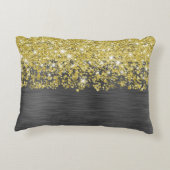 きらびやかな黒金ゴールドグラムスクリプト名アクセントピロー アクセントクッション (裏面)