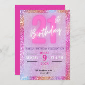 きらびやかな21歳の誕生日招待状 招待状 (正面/裏面)