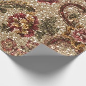 きらびやかなEarthtoneの花柄のタペストリー ラッピングペーパー (角)