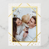 きらめきと雪の結晶クリスマスフォト 箔シーズンポストカード (正面)