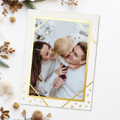 きらめきと雪の結晶クリスマスフォト 箔シーズンポストカード