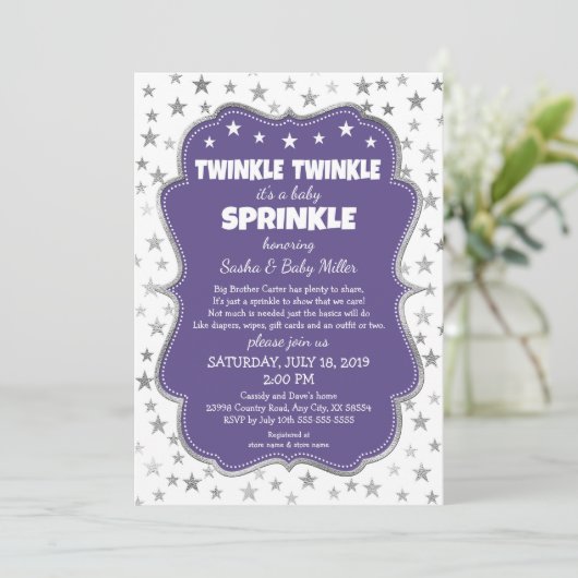 きらめきのきらめきのベビーは紫色の招待状を振りかけます 招待状 (スタンド正面)