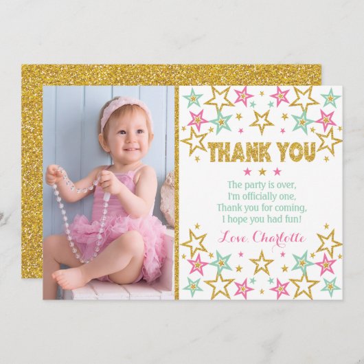 きらめきのきらめき少し星のサンキューカード サンキューカード (正面/裏面)