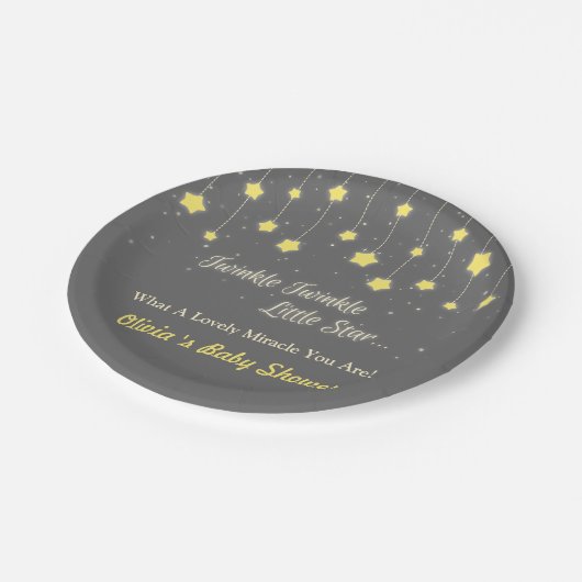 きらめきのきらめき少し星のベビーシャワーの供給 ペーパープレート (アングル)