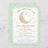 きらめきのきらめき少し星のベビーシャワーの招待状 招待状 (正面/裏面)