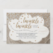 きらめきのきらめき少し星のユニセックスなベビーシャワー サンキューカード (正面)