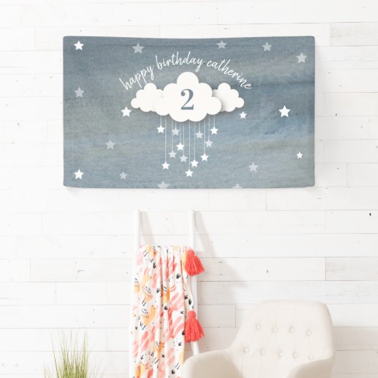 きらめきのきらめき少し星の水彩画の誕生日 横断幕 (インサイチュ)