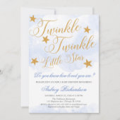 きらめきのきらめき少し星の男の子の青色児のシャワー 招待状 (正面)