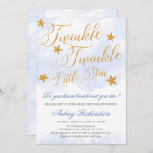 きらめきのきらめき少し星の男の子の青色児のシャワー 招待状 (正面/裏面)
