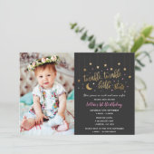 きらめきのきらめき少し星の第1誕生日の招待 招待状 (スタンド正面)