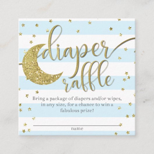 きらめきのきらめき少し星の青いおむつのラッフル エンクロージャーカード (正面)
