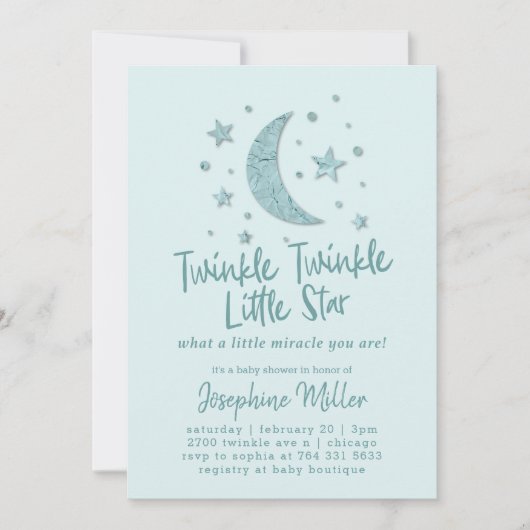 きらめきの小さい星の真新しいベビーシャワー 招待状 (正面)