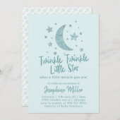 きらめきの小さい星の真新しいベビーシャワー 招待状 (正面/裏面)