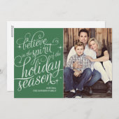 きらめきの緑の原稿の休日の写真カード シーズンカード (正面/裏面)