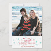 きらめきの赤い原稿及びブルースターの休日の写真カード シーズンカード (正面)