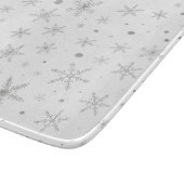 きらめきの雪片-銀製灰色及び白 カッティングボード (角)