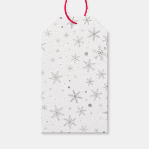 きらめきの雪片-銀製灰色及び白 ギフトタグ