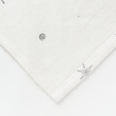 きらめきの雪片-銀製灰色及び白 フリースブランケット (角)