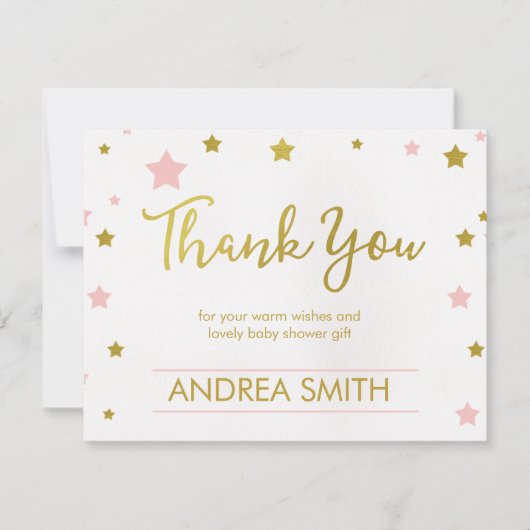 きらめきはベビーシャワーのサンキューカードを主演します サンキューカード (正面)