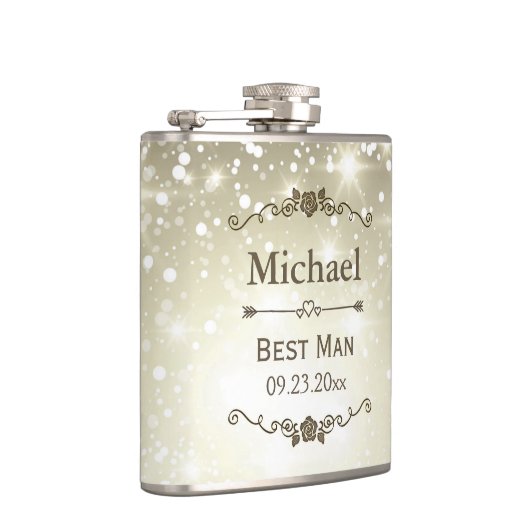 きらめきは屋外の結婚式の花婿介添人の花婿の付添人をつけます フラスク (右)