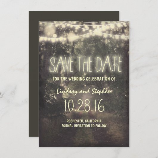 きらめきは素朴な保存を日付カードつけます セーブザデート (正面/裏面)