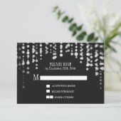 きらめきは黒い結婚RSVPカードをつけます 出欠カード (スタンド正面)