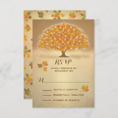 きらめきライトが付いている素朴な秋の木RSVP 出欠カード (正面/裏面)
