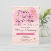 きらめき少し星の女の子の誕生日の招待状 招待状 (スタンド正面)