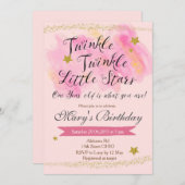 きらめき少し星の女の子の誕生日の招待状 招待状 (正面/裏面)