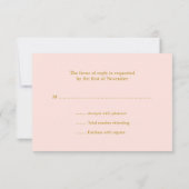 きらめき少し流星のピンクの金ゴールドRSVP 出欠カード (裏面)