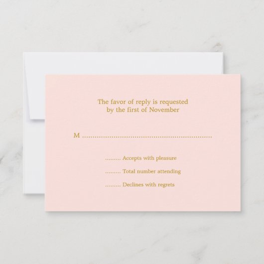 きらめき少し流星のピンクの金ゴールドRSVP 出欠カード (裏面)